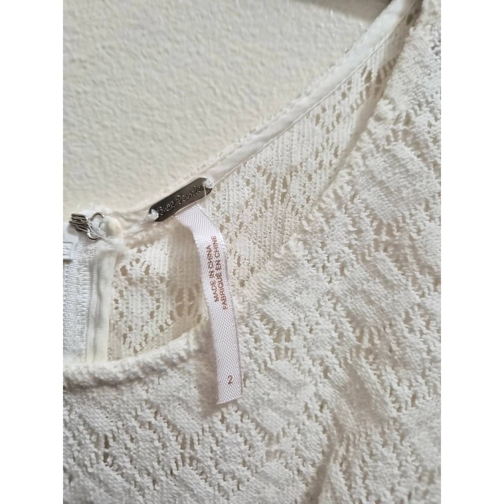 Free People White Lace Daisy Cutout Midriff Mini Dress Sleeveless Size 2 - Picture 3 of 4